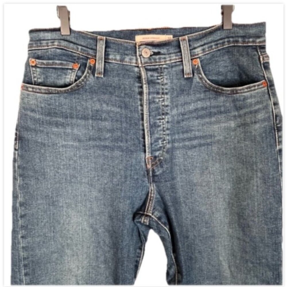 Levi’s Wedgie Jeans Womens 32 x 27 Crop High Rise Straight Leg Medium Wash Denim - Picture 7 of 15
